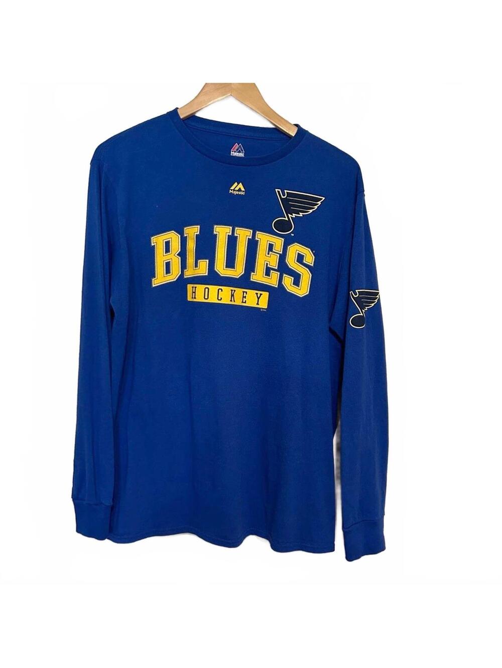 St Louis Blues Hockey Majestic NHL Long Sleeve Royal Blue T-Shirt | Size Large